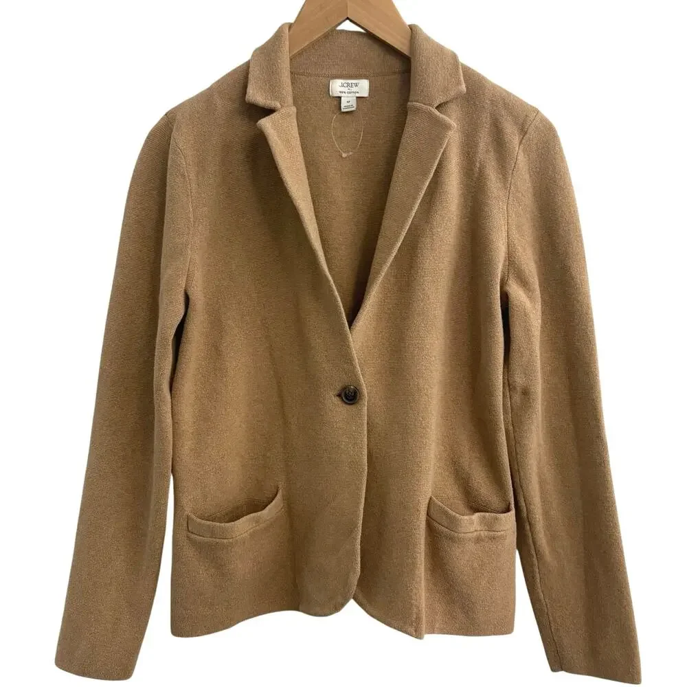 J Crew Schoolboy Sweater Blazer Womens Size Medium Minimalist Preppy 100% Cotton